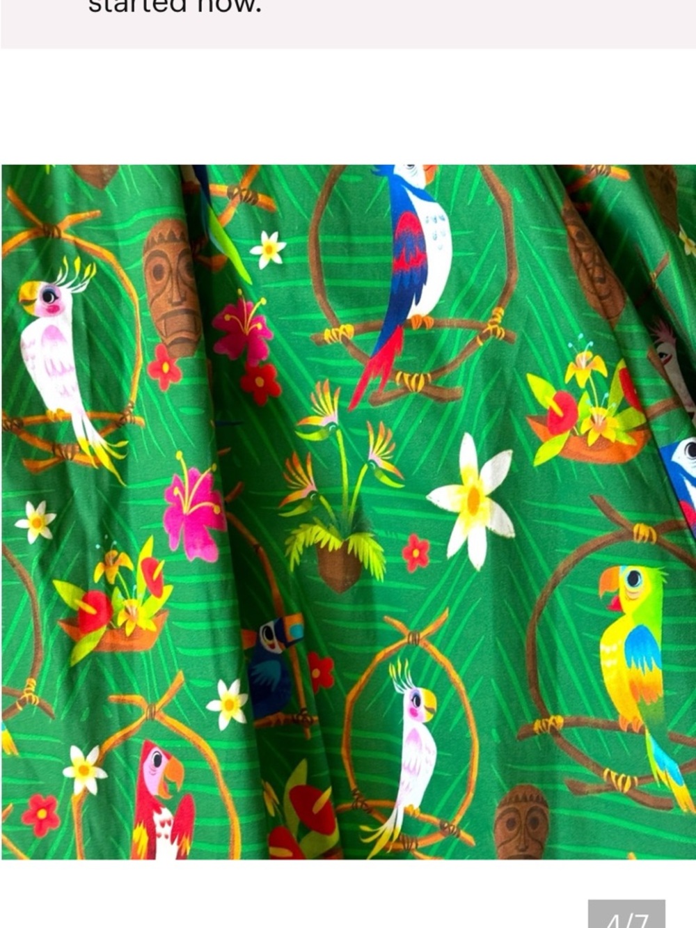 Disney Park Enchanted Tiki Room Dress Green Print sz1x flare style with pockets
